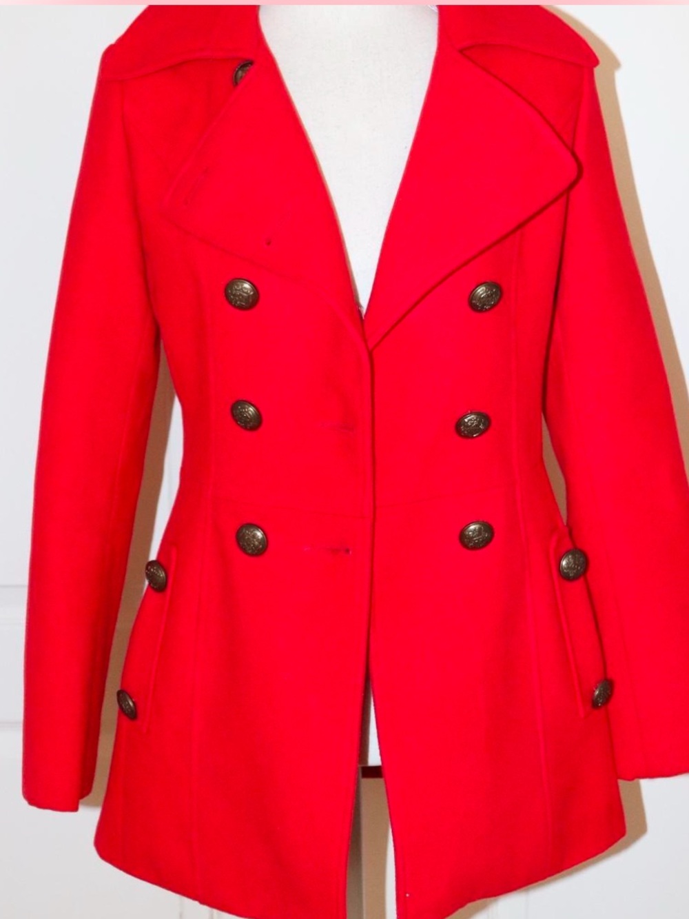 MaxMara Vibrant Red Double-Breasted Peacoat